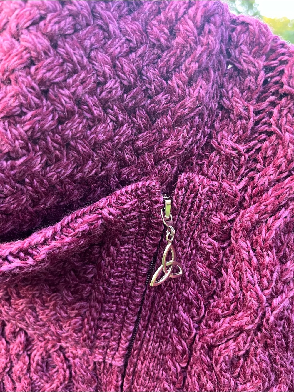 Aran Crafts 💯 Merino Wool Sweater Coat/Cardigan. Berry / Magenta. Size ZL. New. - Picture 3 of 11
